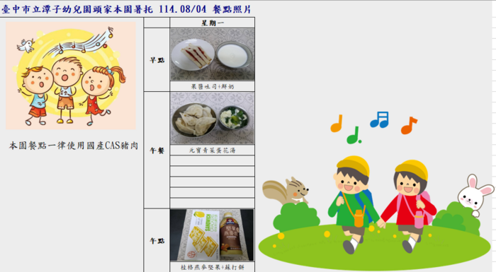114.08.04頭家本園暑托餐點照片圖片